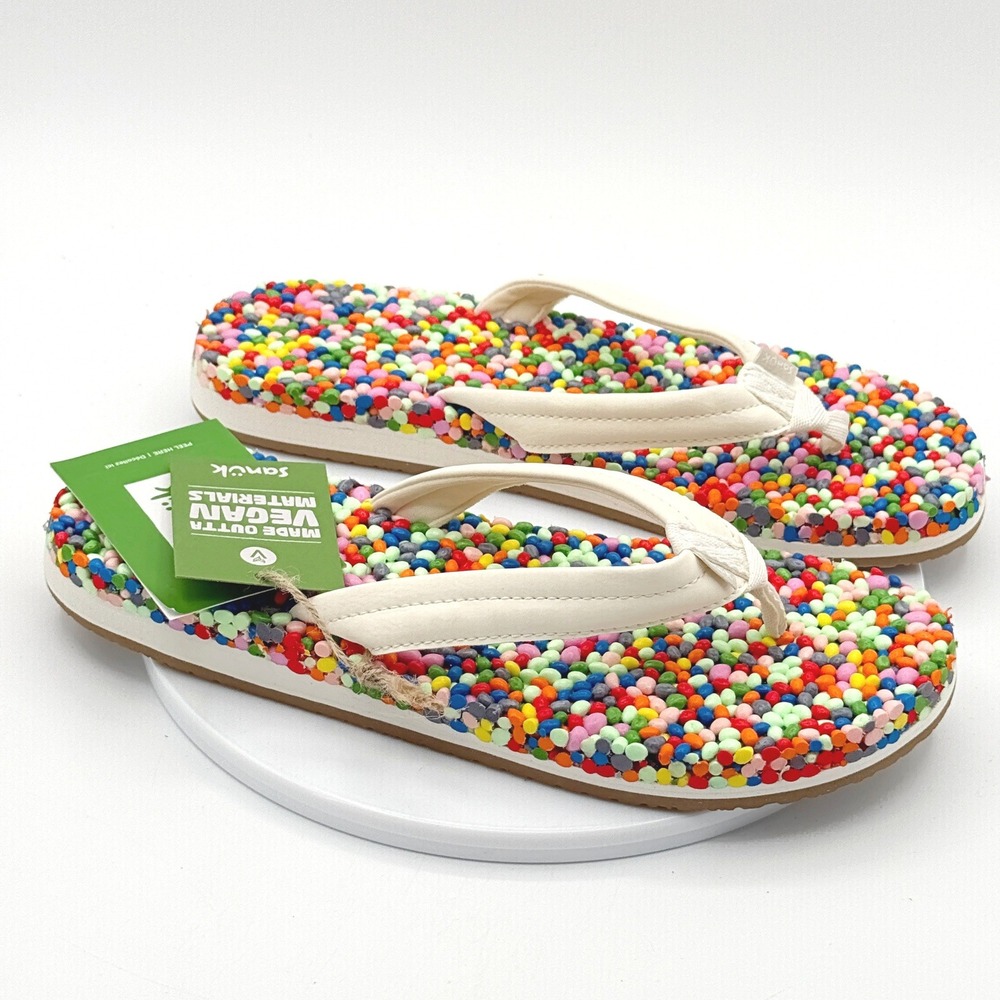 Sanuk Bubblecush Flip Flop Sandals / Size 10 Womens / Rainbow - New
